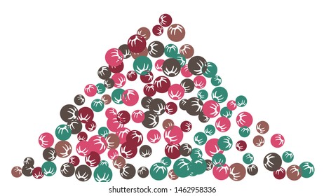 Feminine Floral Pattern with Simple Stylized Berries for Greeting Card or Poster. Naive Daisy Berries in Primitive Style. Vector Background for Spring or Summer Design.
