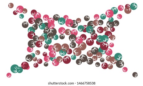 Feminine Floral Pattern with Simple Stylized Berries for Greeting Card or Poster. Naive Daisy Berries in Primitive Style. Vector Background for Spring or Summer Design.
