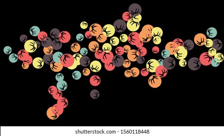 Feminine Floral Pattern with Simple Stylized Berries for Greeting Card or Poster. Naive Daisy Berries in Primitive Style. Vector Background for Spring or Summer Design.
