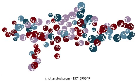 Feminine Floral Pattern with Simple Stylized Berries for Greeting Card or Poster. Naive Daisy Berries in Primitive Style. Vector Background for Spring or Summer Design.
