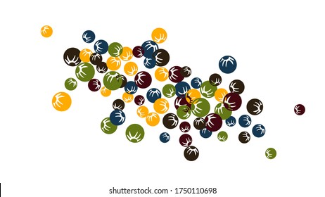Feminine Floral Pattern with Simple Stylized Berries for Greeting Card or Poster. Naive Daisy Berries in Primitive Style. Vector Background for Spring or Summer Design.
