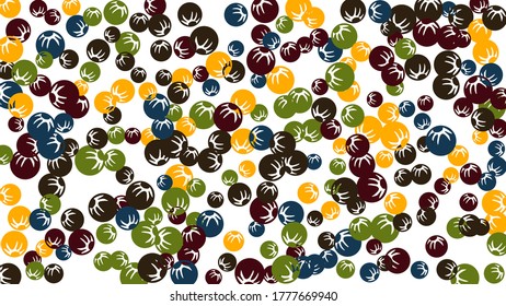 Feminine Floral Pattern with Simple Stylized Berries for Greeting Card or Poster. Naive Daisy Berries in Primitive Style. Vector Background for Spring or Summer Design.
