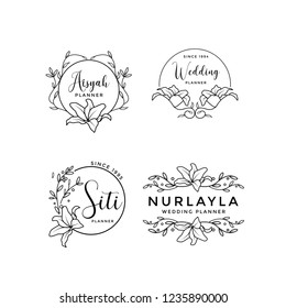 Feminine Floral wedding logo collection