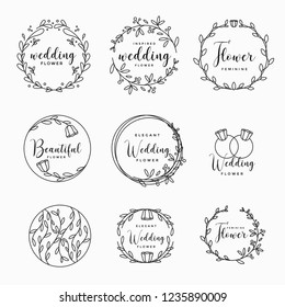 Feminine Floral wedding logo collection