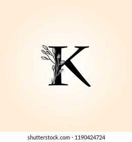 Feminine Florist K Letter, Hand drawn Logo