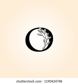 Feminine Florist O Letter, Hand drawn Logo