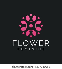 Diseño gráfico de vectores de ilustraciones de patrón y logotipo FLower femenino