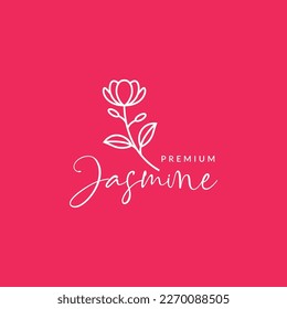 feminine flowers plant beauty fragrant smell line minimalist logo design vector icon illustration