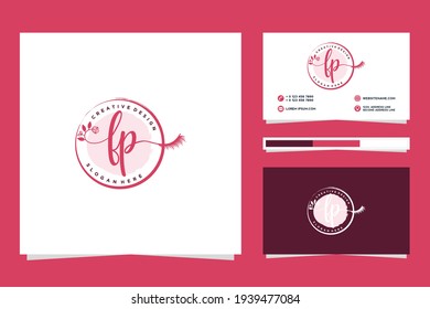 Feminine FP Initials logo collection  with business card template.