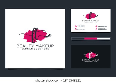 Feminine FT Initials logo collection  with business card template.