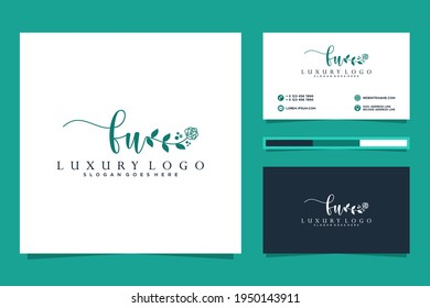 Feminine FU Initials logo collection  with business card template.