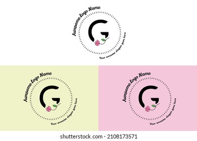 Feminine G Letter logo, modern minimalistic and floral badge templates for branding, identity, boutique, salon vector. Simple floral G Letter Logo Design Vector.