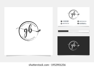 Feminine GB Initials logo collection  with business card template.