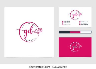 Feminine GD Initials logo collection  with business card template.