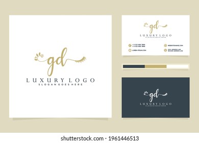 Colección del logotipo de Iniciales GD femeninas con plantilla de tarjeta de visita.