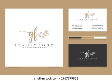Feminine GF Initials logo collection  with business card template.