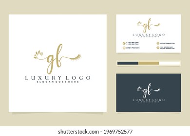 Feminine GF Initials logo collection  with business card template.