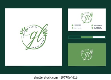Feminine GL Initials logo collection  with business card template.