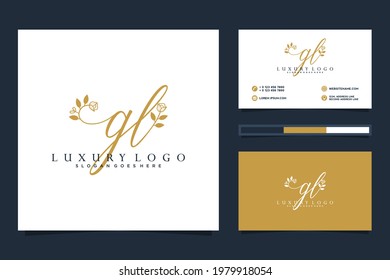 Feminine GL Initials logo collection  with business card template.