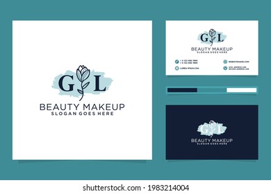 Feminine GL Initials logo collection  with business card template.