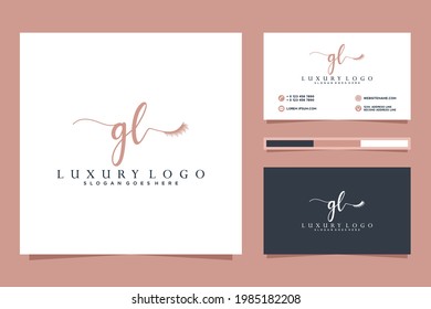 Feminine GL Initials logo collection  with business card template.