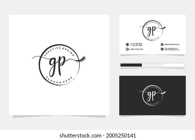 Feminine GP Initials logo collection  with business card template.