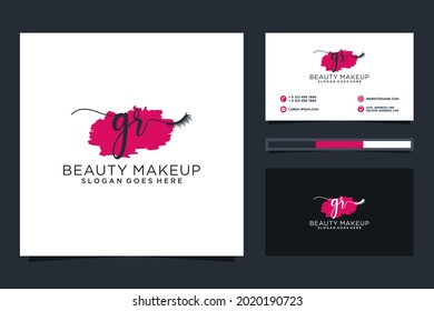 Feminine GR Initials logo collection  with business card template.