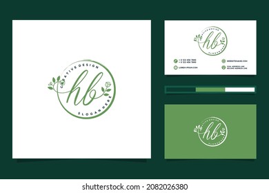 Feminine HB Initials logo collection  with business card template.