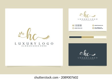 Feminine HC Initials logo collection  with business card template.