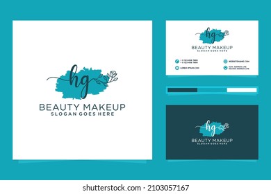 Feminine HG Initials logo collection  with business card template.