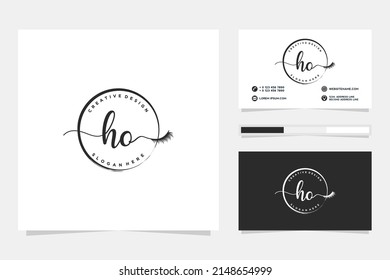 Colección del logotipo de Feminine HO Inicials con plantilla de tarjeta de visita.