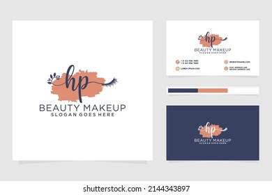 Feminine HP Initials logo collection  with business card template.