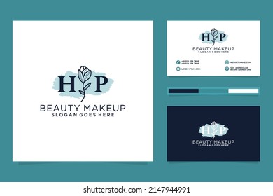 Feminine HP Initials logo collection  with business card template.