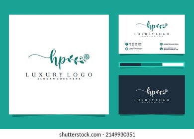 Colección de logotipos de HP Initials femeninas con plantilla de tarjeta de visita.