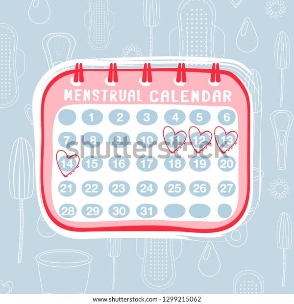 Feminine Hygiene Composition With Menstrual Calendar And Outline Background Menstruation 4646