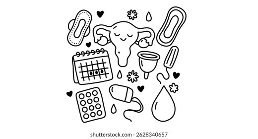 Feminine hygiene items, simple vector illustration