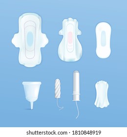 Feminine Hygiene Objects For Menstruation Set Realistic Isolated Vector Illustration