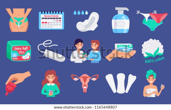 Feminine Hygiene Products Flat Horizontal Set Stock Vector Royalty Free 1165648807 Shutterstock 3008