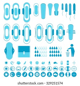 Set line Sanitary tampon, Shower head and Perfume. Business infographic  template: Graphic #150505325