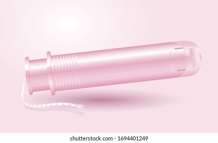 Feminine Hygiene Products Tampon In Plastic Pack Realistic Vector Illustration Isolated. Women Period. Menstruation Days.