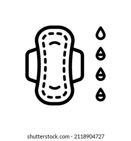 Feminine Hygienic Sanitary Napkin Products For Menstruation. Hygienic Period Pad Linear Icon. Woman Sanitary Napkin. Menstruation Period Pad Line Icon. Vector Illustration.