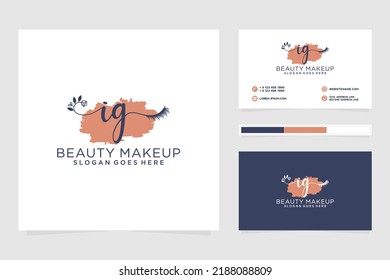 Colección de logotipos de IG Initials femeninas con plantilla de tarjeta de visita.