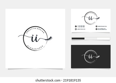 Feminine II Initials logo collection  with business card template.