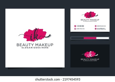 Feminine IK Initials logo collection  with business card template.