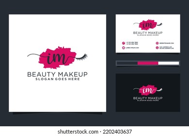Feminine IM Initials logo collection  with business card template.