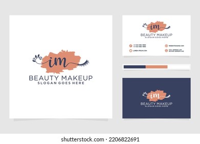 Feminine IM Initials logo collection  with business card template.