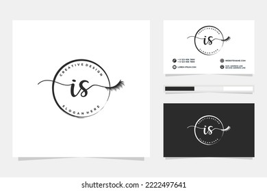 Feminine IS Initials logo collection  with business card template.