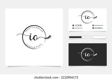 Colección de logotipos de Iniciales de E/S femeninas con plantilla de tarjeta de visita.