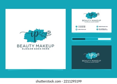 Feminine IP Initials logo collection  with business card template.