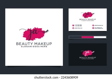 Feminine JA Initials logo collection  with business card template.